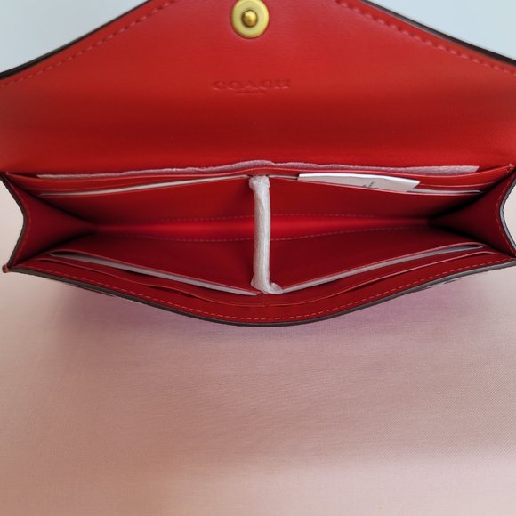 COACH Wyn Crossgrain Leather Wallet –Sport Red color⭐ - Picture 15 of 16